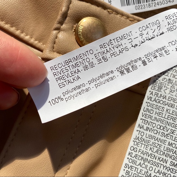 🍂 ZARA TAN FAUX LEATHER HIGH WAIST STRAIGHT LEG PANTS! - Picture 9 of 11